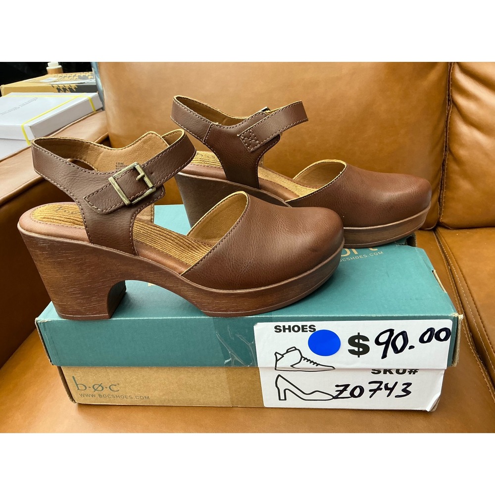 b.o.c. Natasha Clog Womens 10 Brown Platform Ankle Strap BC0008006 - Picture 7 of 8